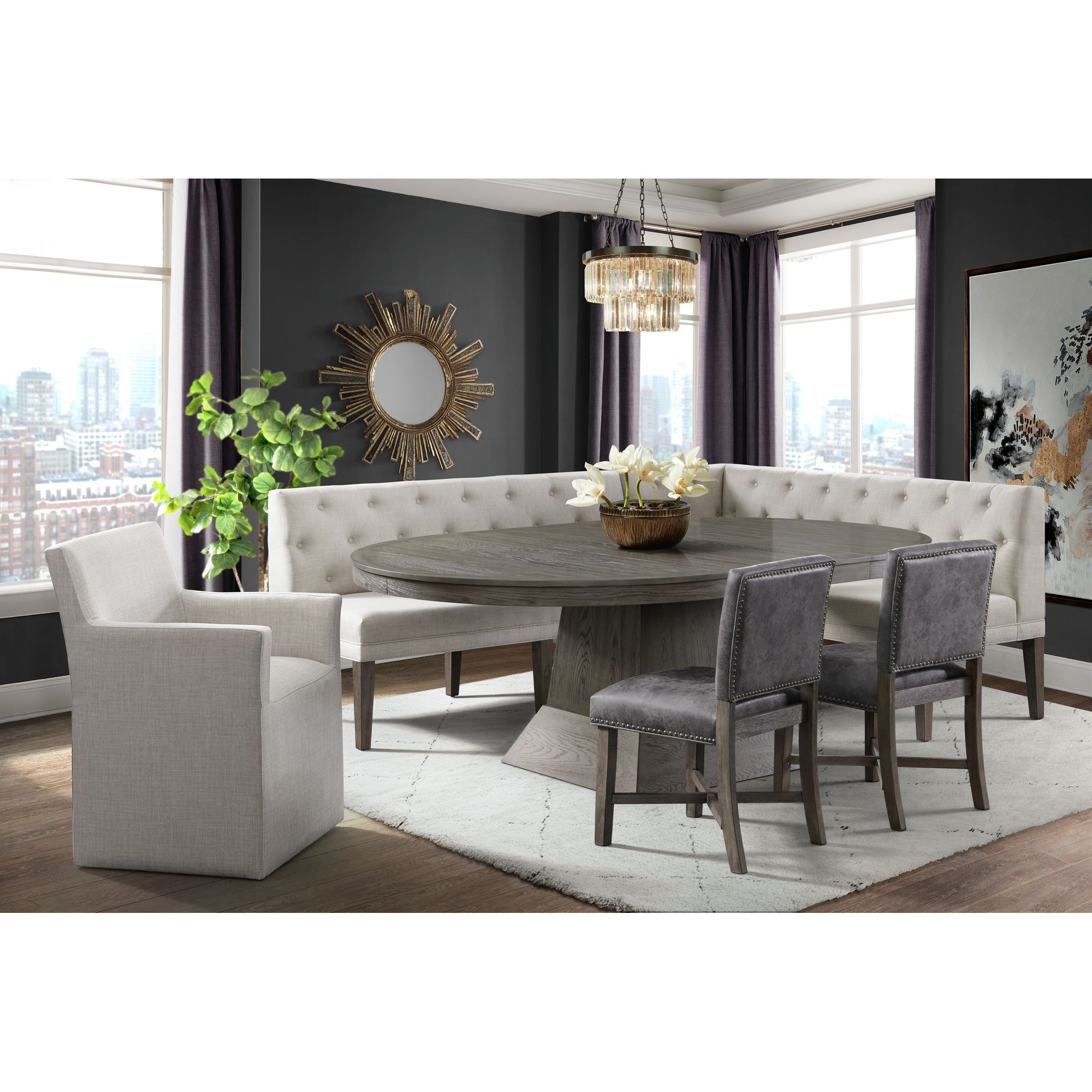 Upholstered corner best sale dining set